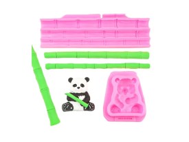 Set 2 moldes silicona bambu y panda